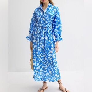 Sheridan French The Every Body Dress - Blue/White Floral Maxi 100% Cotton